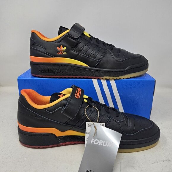 adidas Originals Men's Forum Low Classic Shoes Orange Black FZ5891 Size 10 - Picture 2 of 10